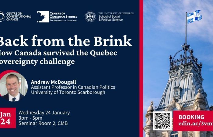 Event flyer for seminar ‘Back from the Brink: How Canada survived the Quebec sovereignty challenge’